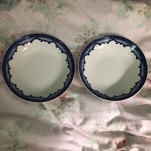 Ralph Lauren set of 2 discontinued Mandarin Blue chinoiserie coupe soup bowls